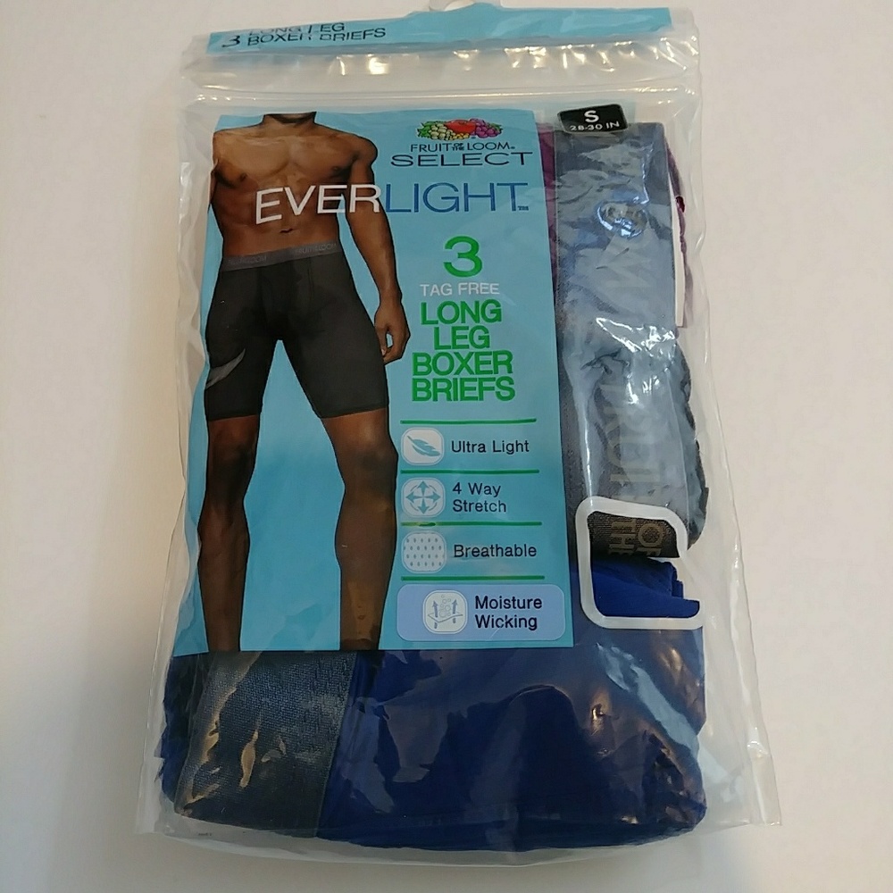 Fruit of the Loom Select Everlight Men's Long Leg Boxer Briefs 3pk Size S